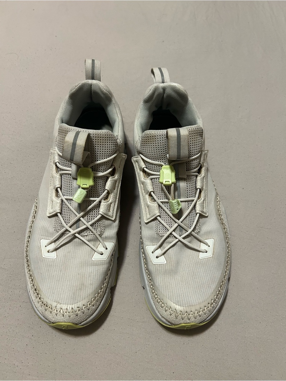 On Running Women's Off-White Athletic Sneakers with Lime Accents